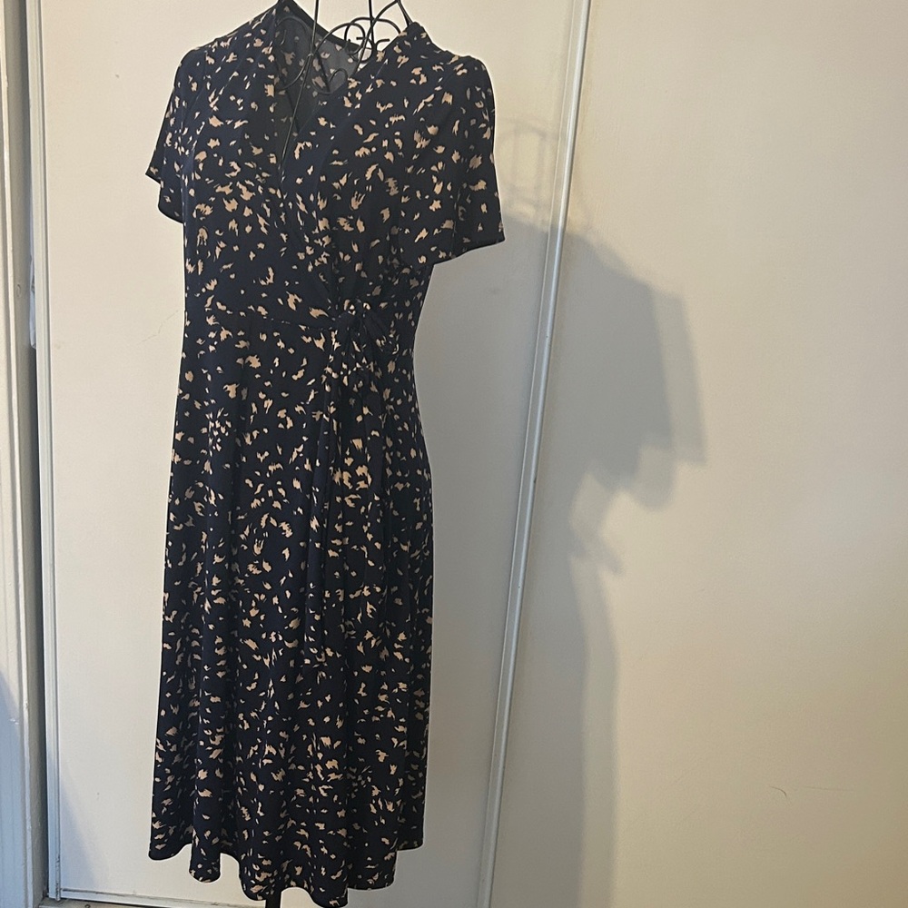 Kaileigh Navy and Beige Patterned Midi Dress Size L - Picture 4 of 11
